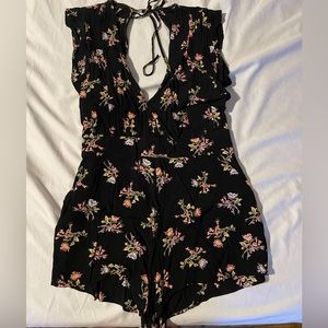 Black floral romper